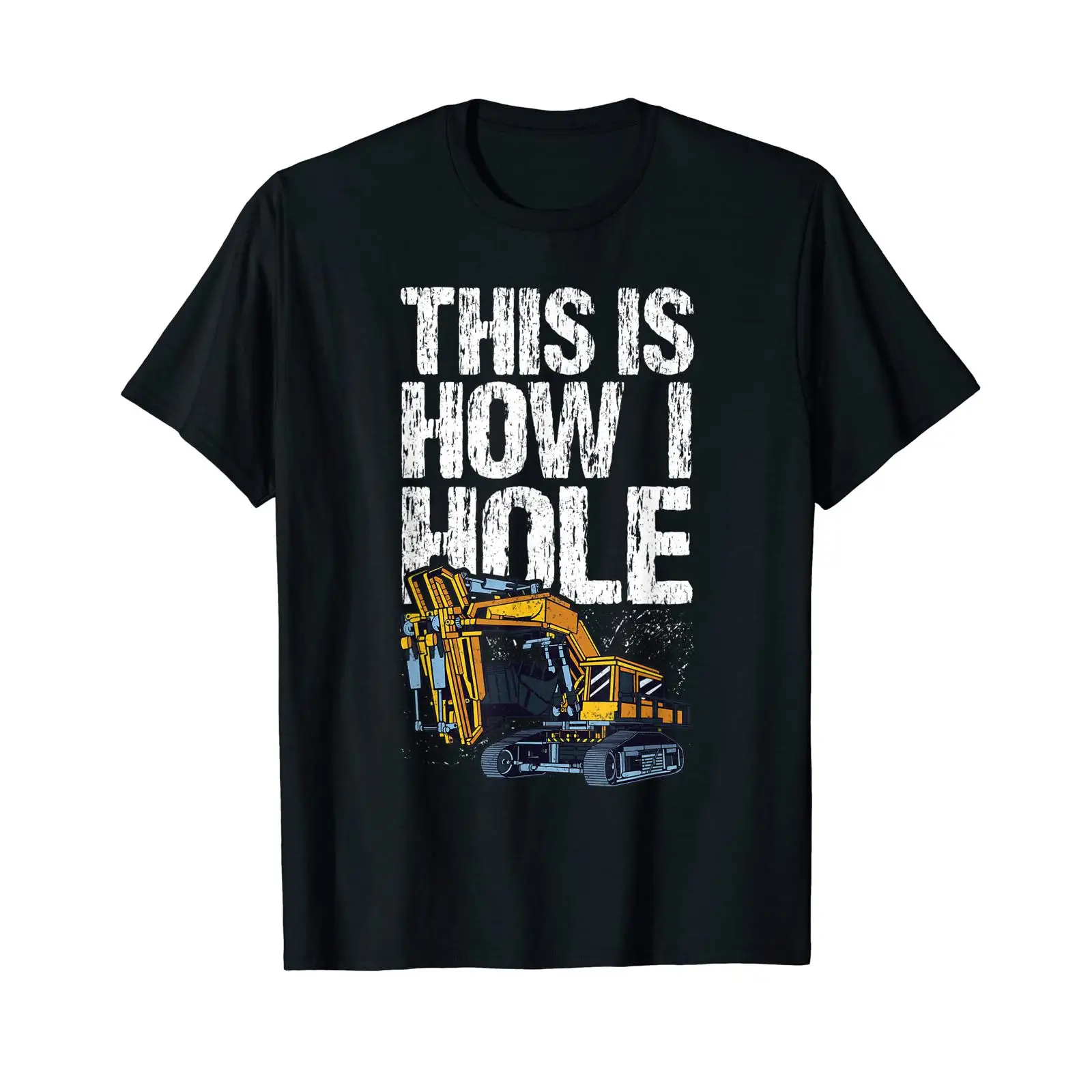 Heavy Equipment Washing - ディガー重機オペレーター掘削機Tシャツヴィンテージウォッシュ加工カジュアルストレッチ素材通気性のあるトップス普段着に最適